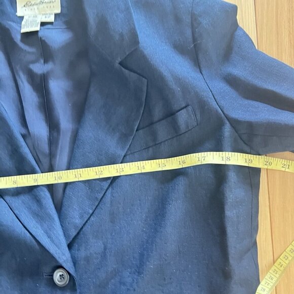 Eddie Bauer 100% Linen Navy Blue Blazer Men's Sz S Preppy Wedding Business - Picture 6 of 10